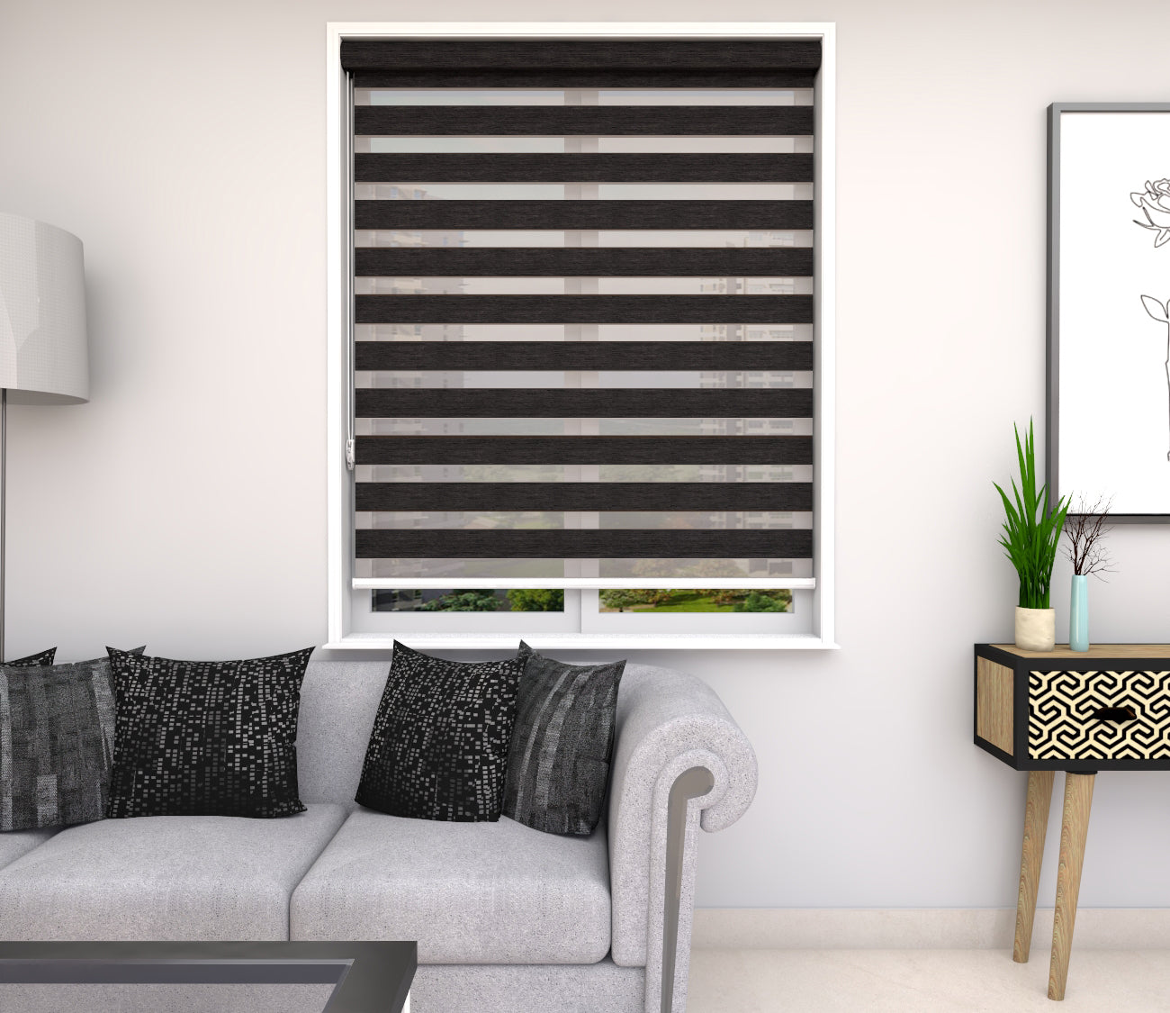 Zebra Blinds - Linen Block Out Gray