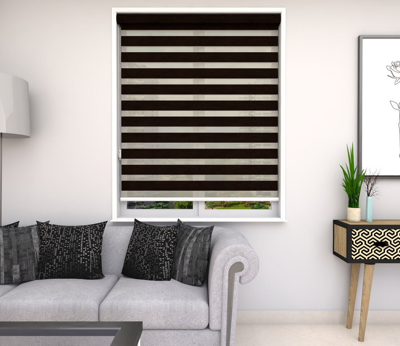 Zebra Blinds - Linen Block Out Chocolate