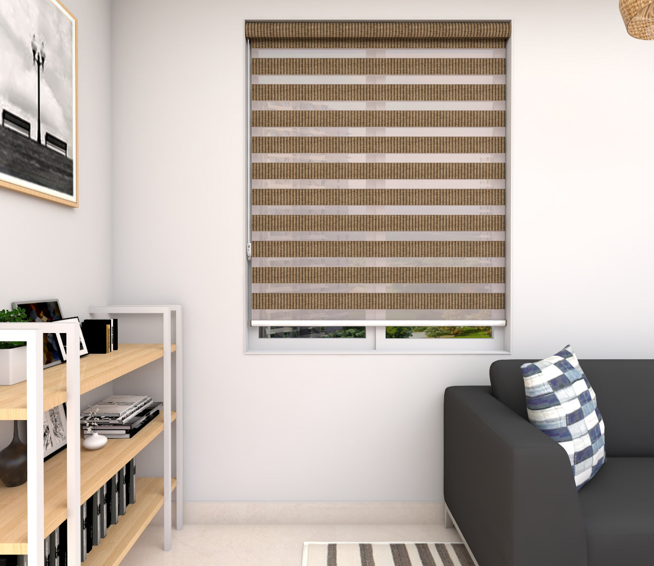 Zebra Blinds - Lush Block Out Oil Green