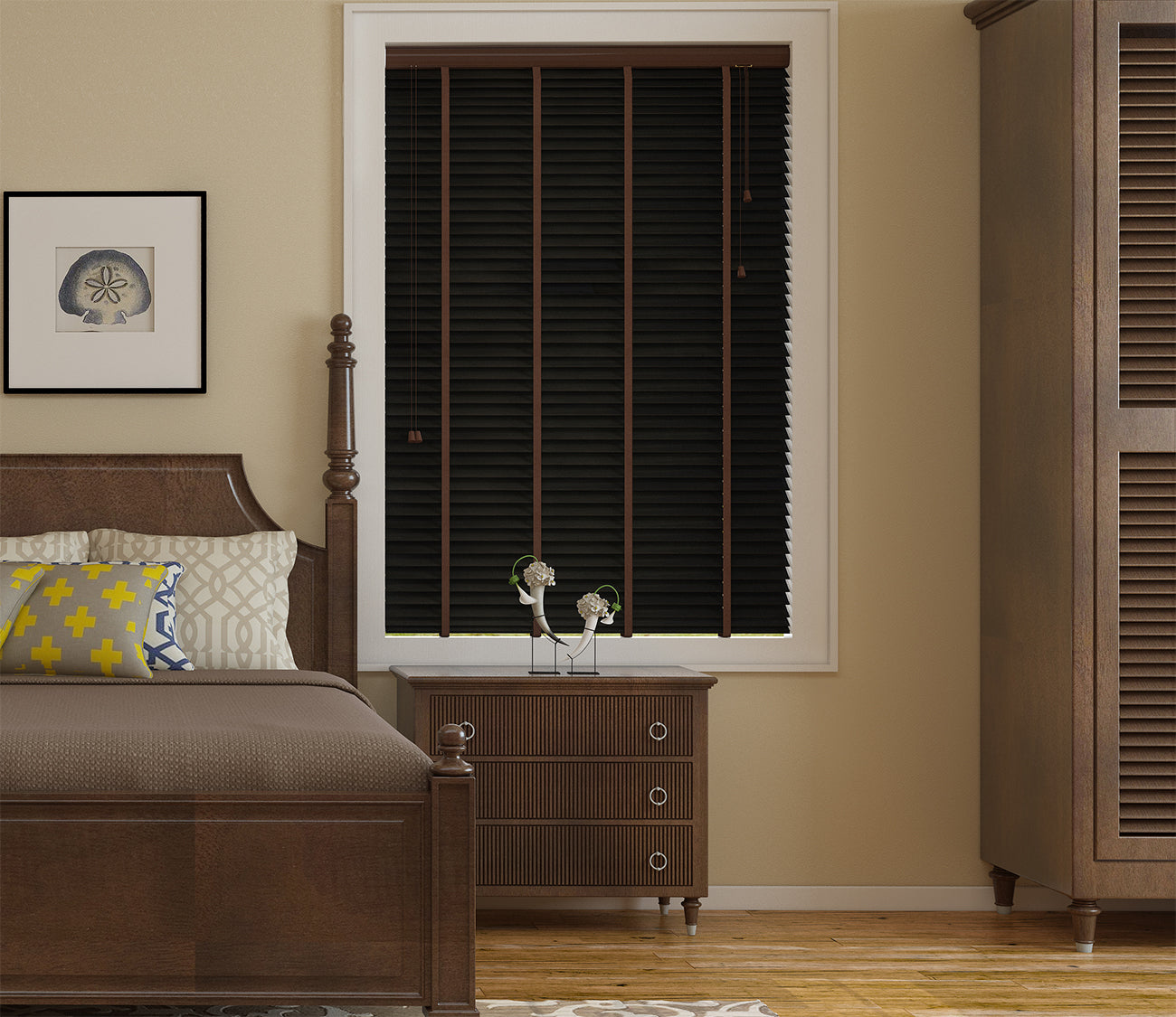 Wood Venetian Blinds Black 50mm