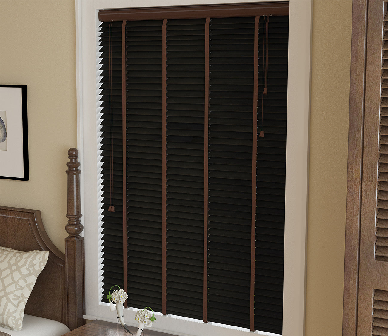 Wood Venetian Blinds Black 50mm