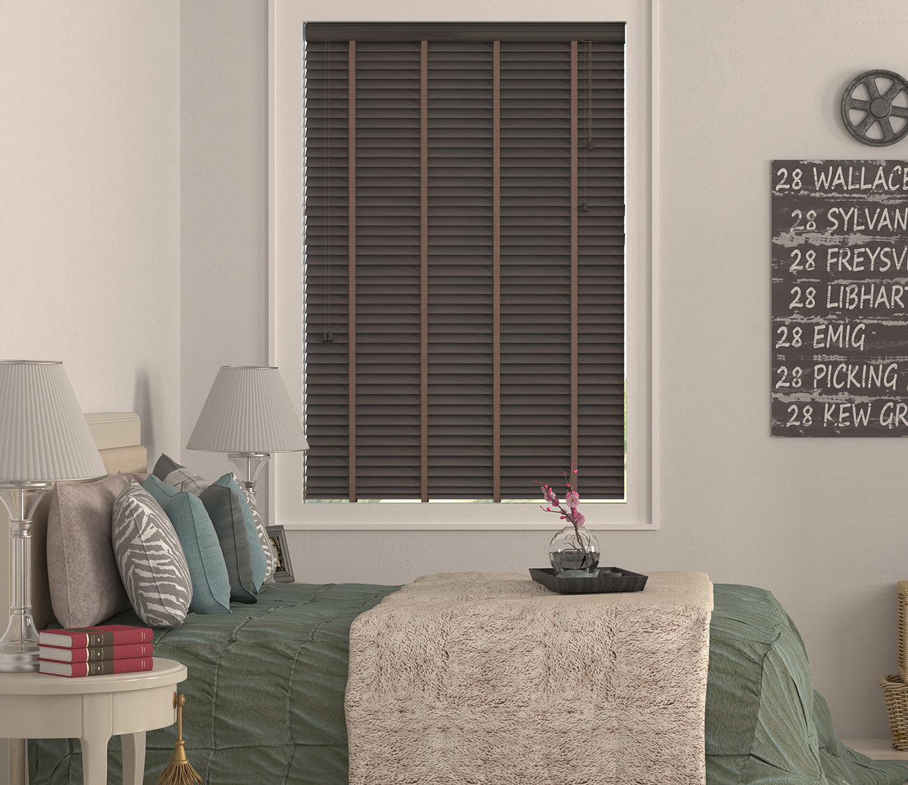 Wood Venetian Blinds Dark Brown 50mm
