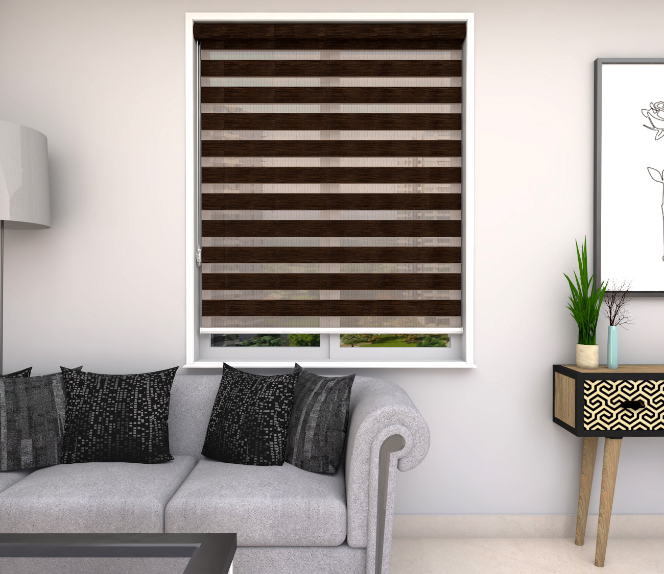 Zebra Blinds - Woodlook Coffee Black