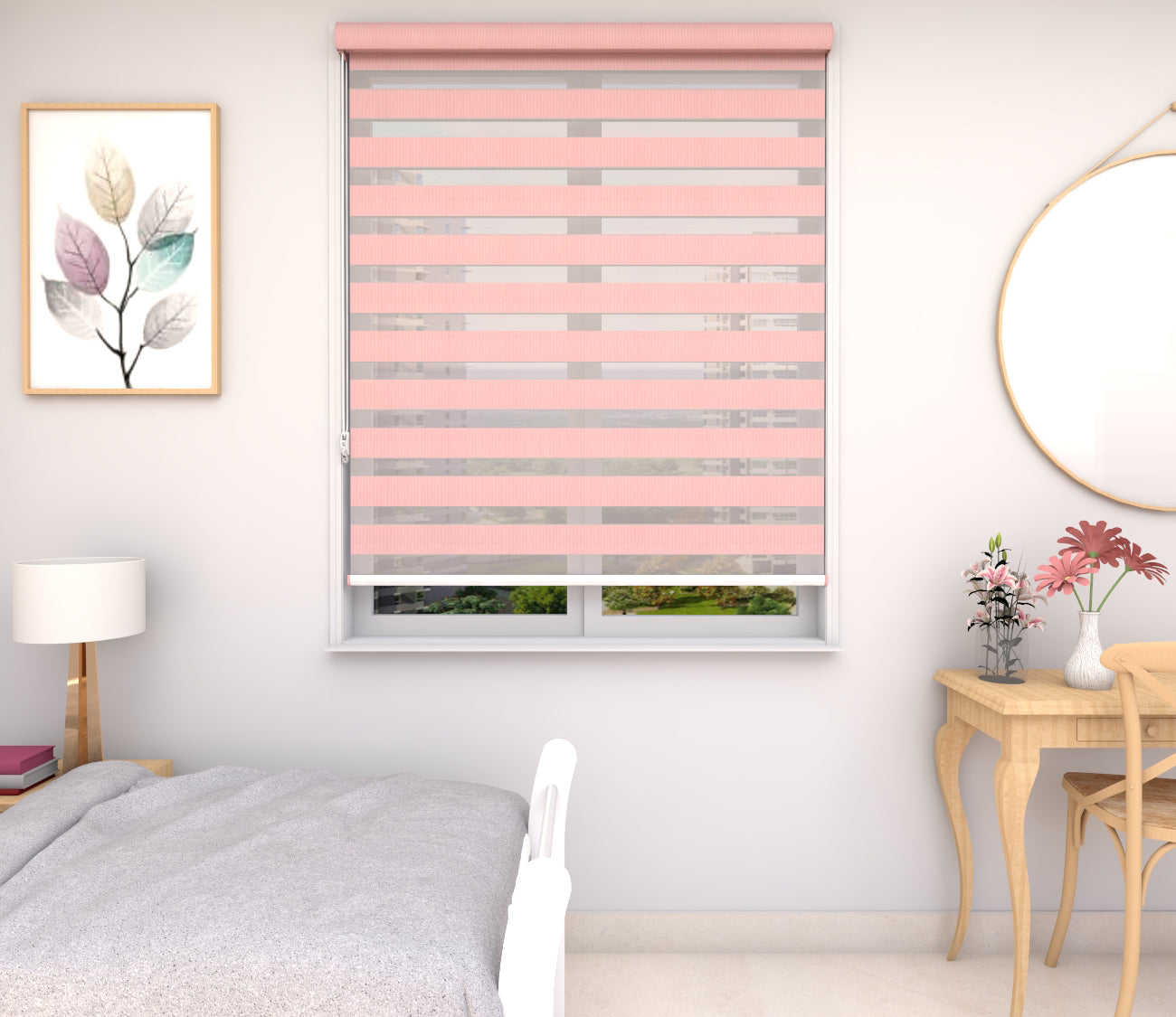 Zebra Blinds - Woodlook Pink