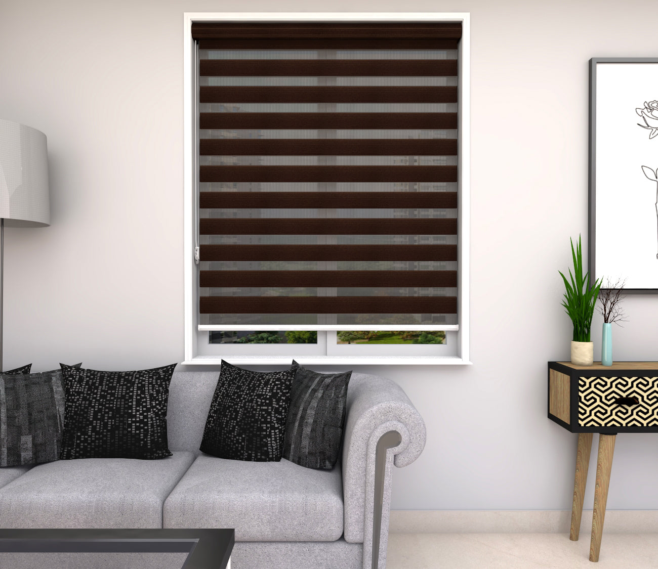 Zebra Blinds - Horizontal Block Out Chocolate