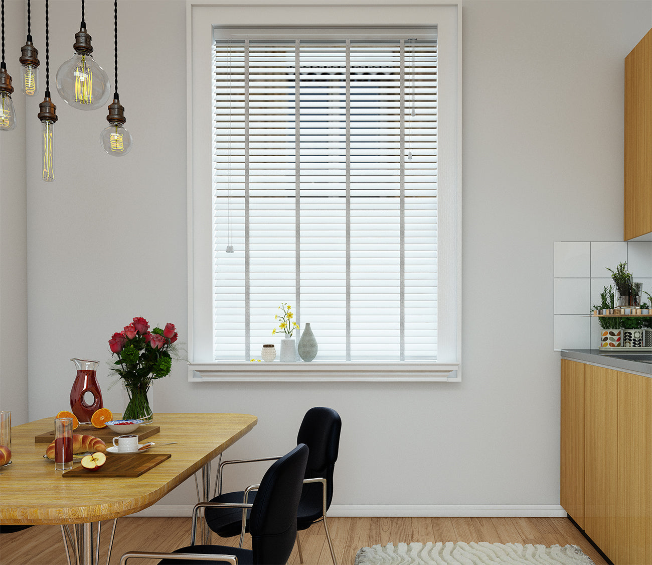 Wood Venetian Blinds White 50mm